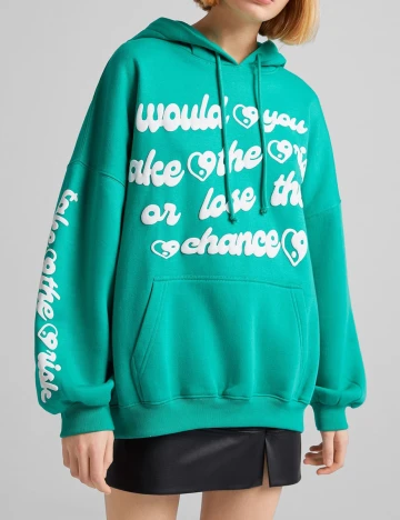 Hanorac Bershka, verde, XS