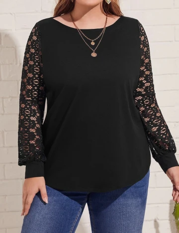 Bluza Emery Rose Curve, negru, 2XL