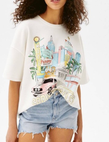 Tricou Bershka, alb, XS