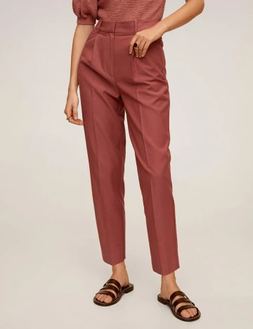 Pantaloni Mango, roz pudra inchis, 36 Roz