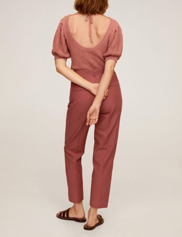 Pantaloni Mango, roz pudra inchis, 36