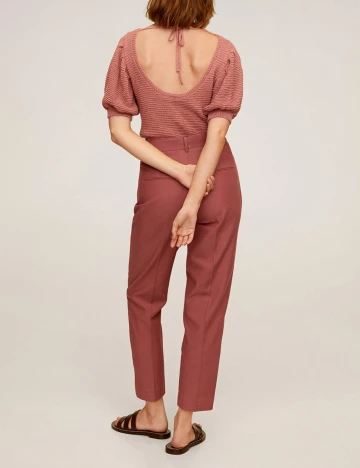 Pantaloni Mango, roz pudra inchis, 36 Roz