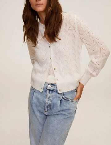 Cardigan Mango, alb, M