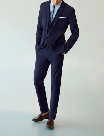 Pantaloni Mango, bleumarin, 38