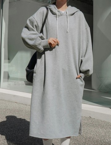 Rochie lunga Dazy, gri, M