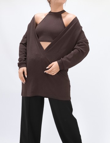 Set top si bluza SHEIN, maro, XS