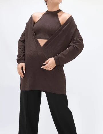 Set top si bluza SHEIN, maro, XS Maro