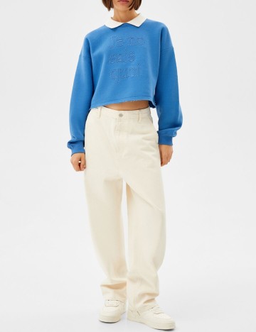 Top Bershka, albastru, L