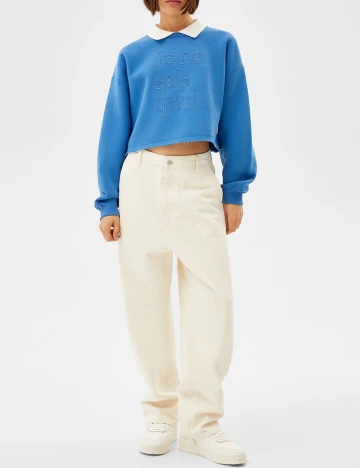 Top Bershka, albastru, L Albastru