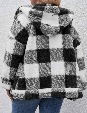 Jacheta SHEIN CURVE, alb-negru, 4XL