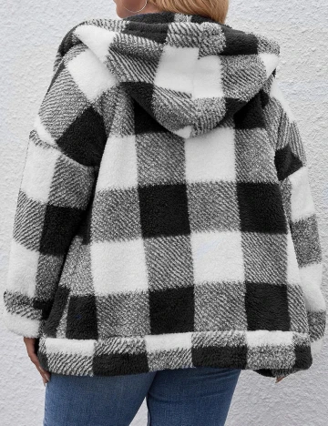 Jacheta SHEIN CURVE, alb-negru, 4XL Negru