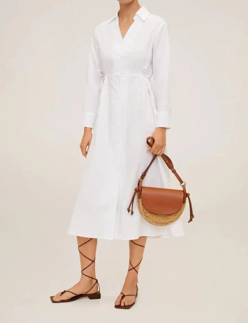 Rochie medie Mango, alb, L Alb