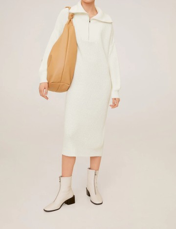 Rochie medie Mango, ecru, XS-S