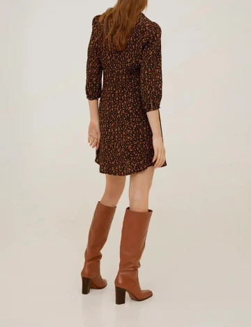 Rochie scurta Mango, negru/maro, XS