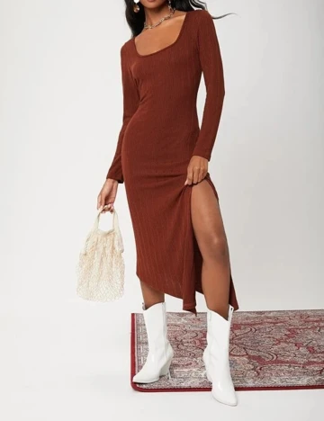 Rochie medie SHEIN, maro, S Maro