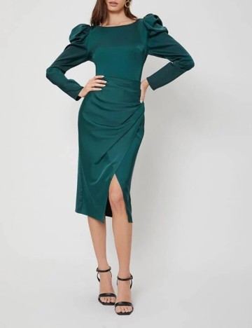 Rochie medie MOTF, verde, XS