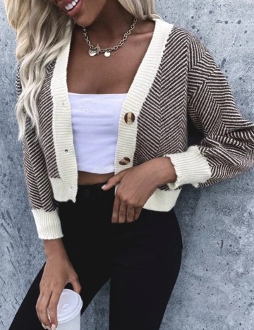 Cardigan SHEIN, maro, S