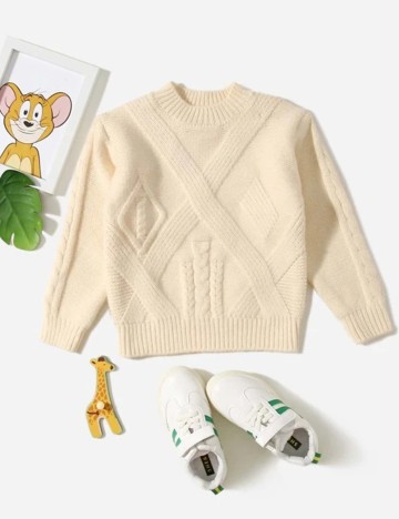 Pulover Shein Kids, crem, 3-4 ANI