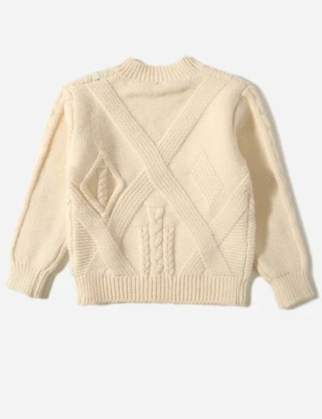 Pulover Shein Kids, crem, 3-4 ANI Crem