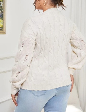 Pulover SHEIN CURVE, alb, 1 XL
