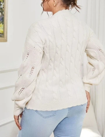 Pulover SHEIN CURVE, alb, 1 XL
