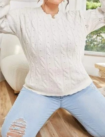 Pulover SHEIN CURVE, alb, 1 XL