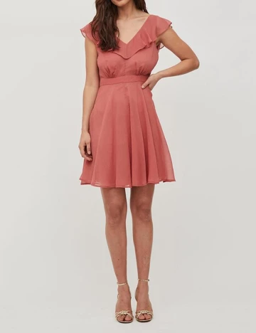 Rochie scurta Vila, roz pudra, 40 Roz