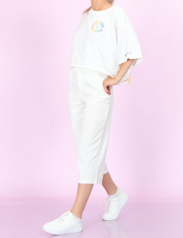 Pantaloni Jacqueline de Yong, alb, S
