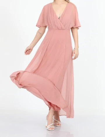 Rochie lunga Vila, roz pudra