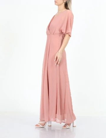 Rochie lunga Vila, roz pudra