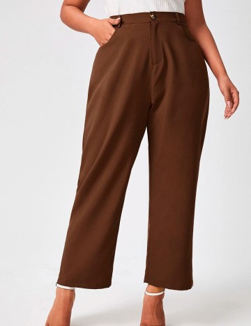 Pantaloni SHEIN CURVE, maro, 1 XL
