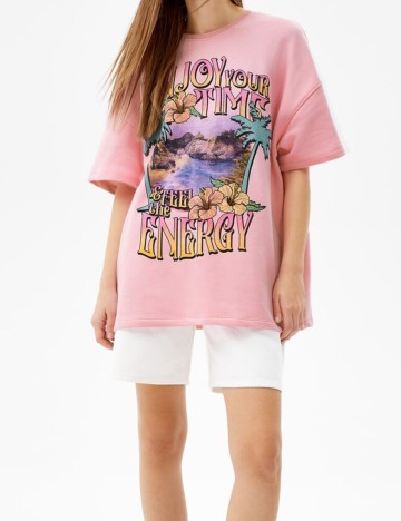Tricou Bershka, roz, M