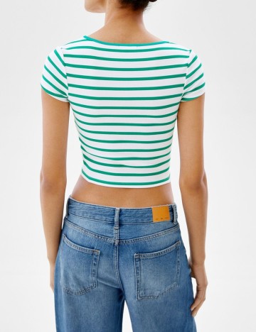 Top Bershka, verde, L
