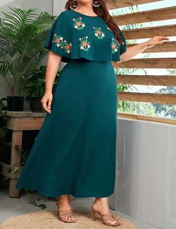 Rochie lunga SHEIN CURVE, verde, 1 XL
