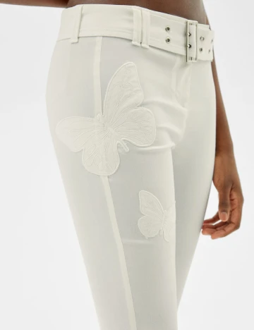 Pantaloni Bershka, alb, 38