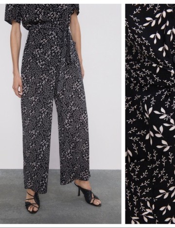Salopeta Zara, negru floral, S