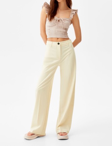 Pantaloni Bershka, crem, 34