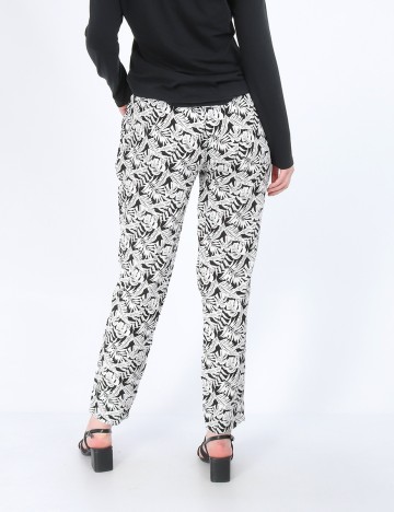 Pantaloni Hailys, alb-negru, XS