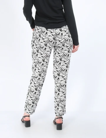 Pantaloni Hailys, alb-negru, XS