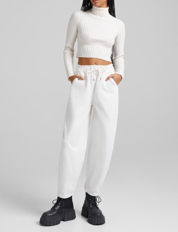 Blugi Bershka, alb, L