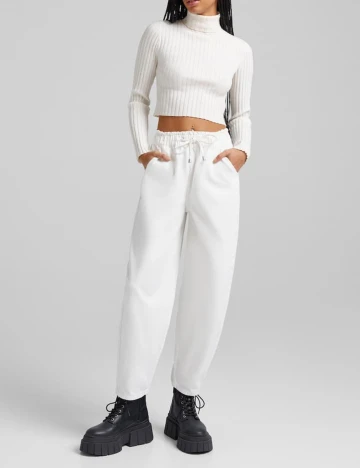 Blugi Bershka, alb, L