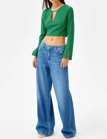 Top Bershka, verde, M Verde