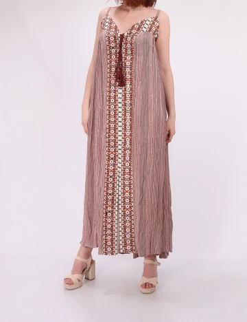 Rochie Lunga Savage Culture, roz pudra, S
