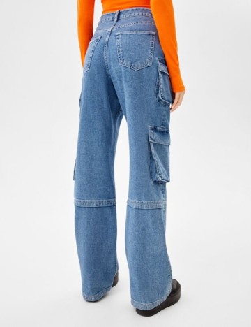 Blugi Bershka, albastru, 42