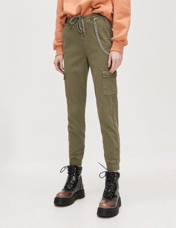 Pantaloni CROPP, verde, 36