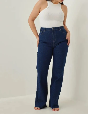 Blugi NA-KD Plus Size, bleumarin Albastru