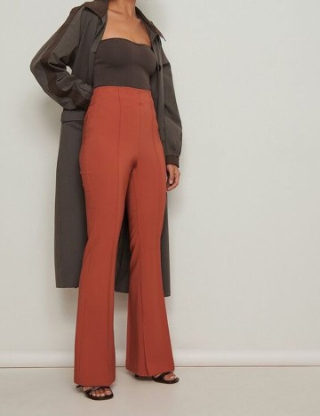 Pantaloni NA-KD, caramiziu, 36