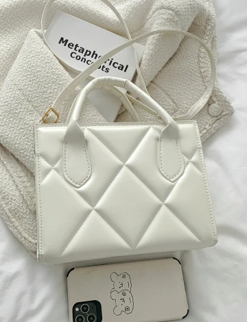 Geanta SHEIN, ecru Alb