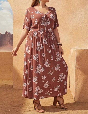 Rochie lunga SHEIN CURVE, caramiziu, 2XL