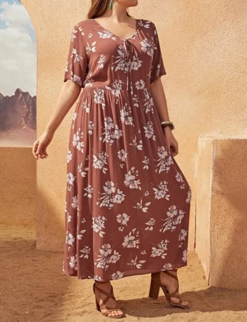 Rochie lunga SHEIN CURVE, caramiziu, 2XL